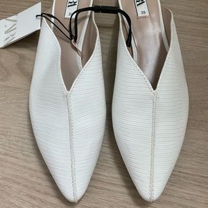 White Animal Embossed Mules